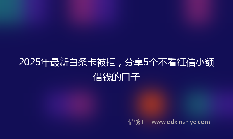 2025年最新白条卡被拒，分享5个不看征信小额借钱的口子