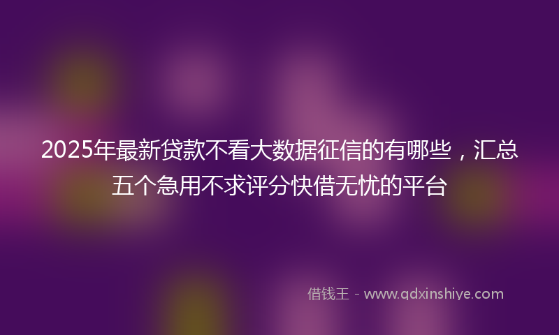 2025年最新贷款不看大数据征信的有哪些，汇总五个急用不求评分快借无忧的平台