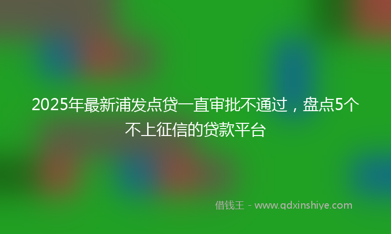 2025年最新浦发点贷一直审批不通过，盘点5个不上征信的贷款平台