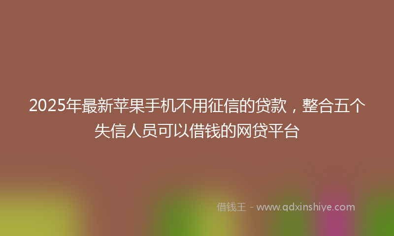 2025年最新苹果手机不用征信的贷款，整合五个失信人员可以借钱的网贷平台