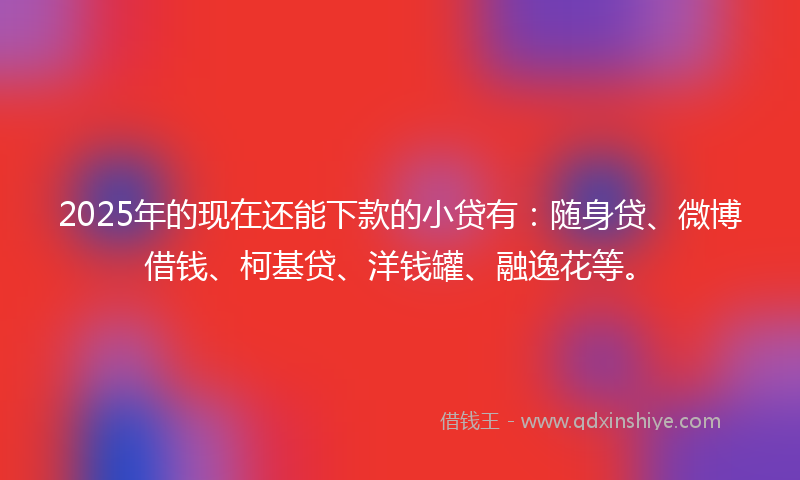 2025年的现在还能下款的小贷有：随身贷、微博借钱、柯基贷、洋钱罐、融逸花等。