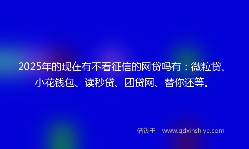 2025年的现在有不看征信的网贷吗有：微粒贷、小花钱包、读秒贷、团贷网、替你还等。