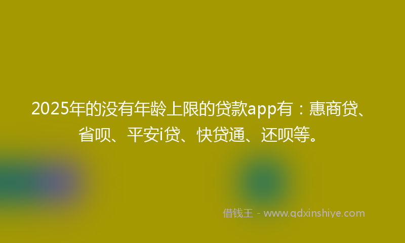 2025年的没有年龄上限的贷款app有：惠商贷、省呗、平安i贷、快贷通、还呗等。