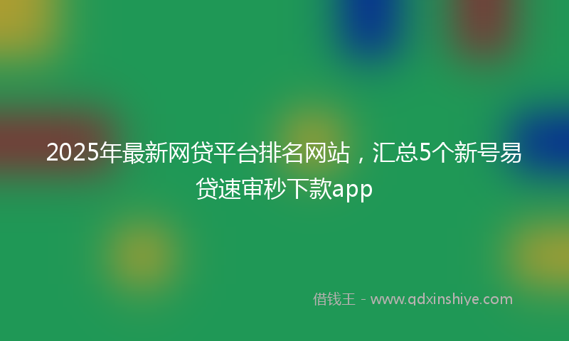 2025年最新网贷平台排名网站，汇总5个新号易贷速审秒下款app