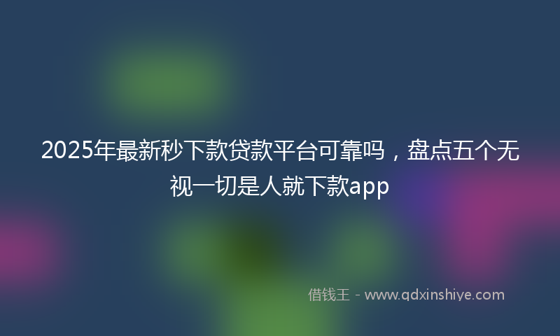 2025年最新秒下款贷款平台可靠吗，盘点五个无视一切是人就下款app