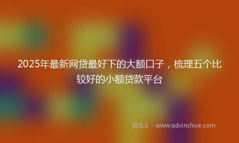 2025年最新网贷最好下的大额口子，梳理五个比较好的小额贷款平台