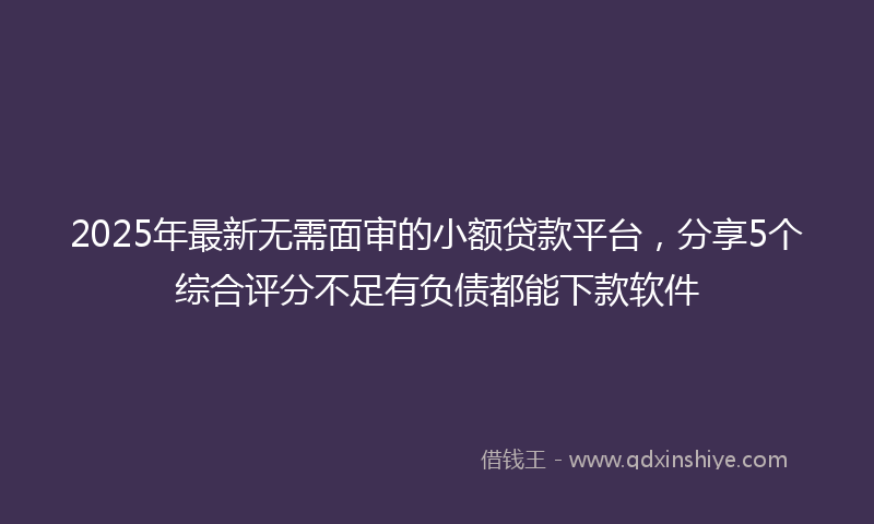 2025年最新无需面审的小额贷款平台，分享5个综合评分不足有负债都能下款软件