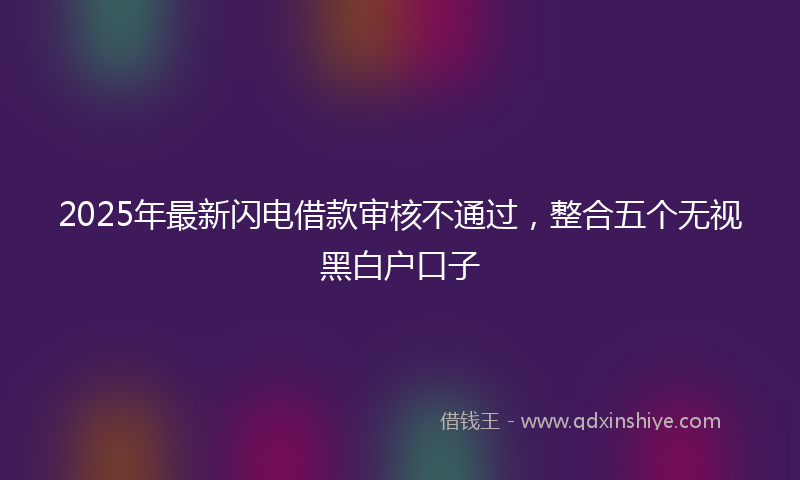 2025年最新闪电借款审核不通过，整合五个无视黑白户口子