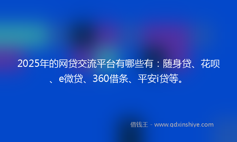 2025年的网贷交流平台有哪些有：随身贷、花呗、e微贷、360借条、平安i贷等。