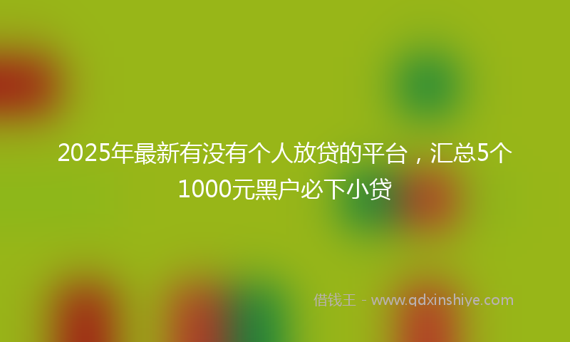 2025年最新有没有个人放贷的平台，汇总5个1000元黑户必下小贷