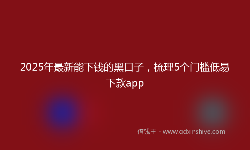 2025年最新能下钱的黑口子，梳理5个门槛低易下款app