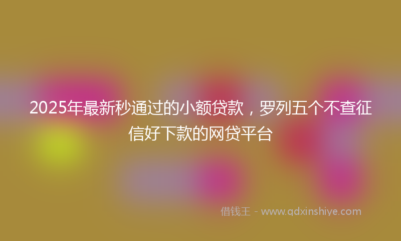2025年最新秒通过的小额贷款，罗列五个不查征信好下款的网贷平台