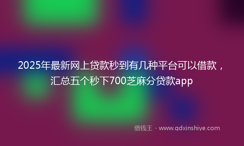 2025年最新网上贷款秒到有几种平台可以借款，汇总五个秒下700芝麻分贷款app