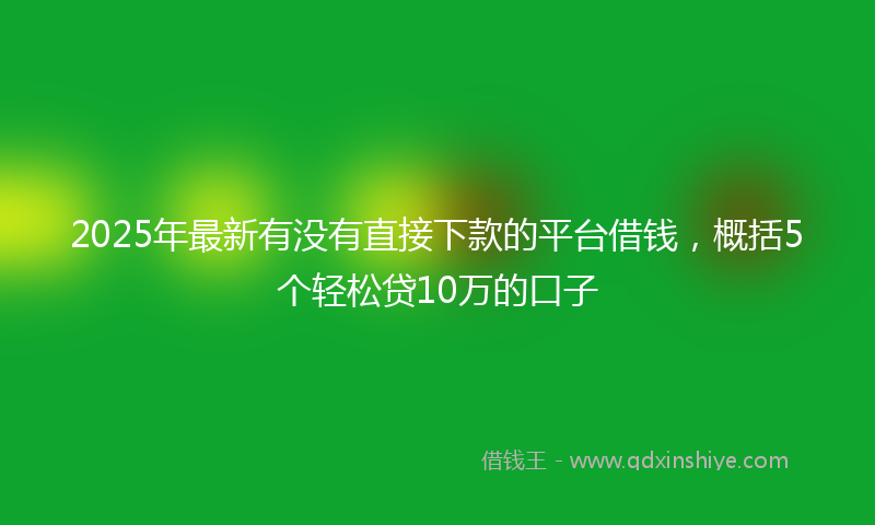 2025年最新有没有直接下款的平台借钱，概括5个轻松贷10万的口子