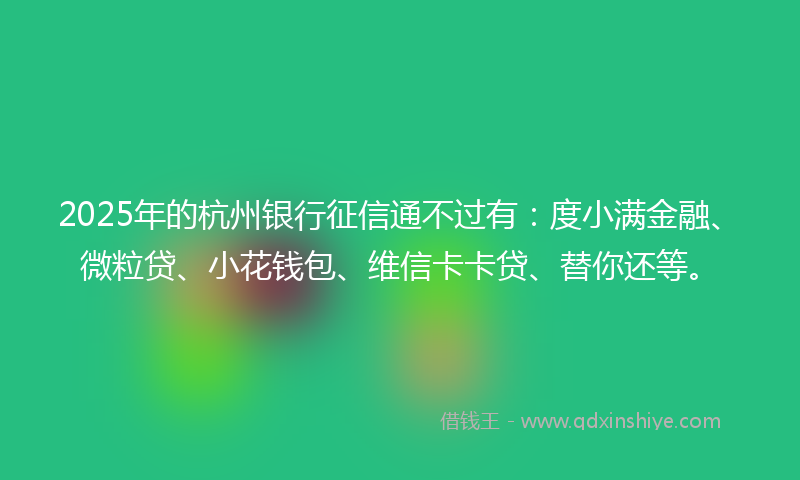2025年的杭州银行征信通不过有：度小满金融、微粒贷、小花钱包、维信卡卡贷、替你还等。