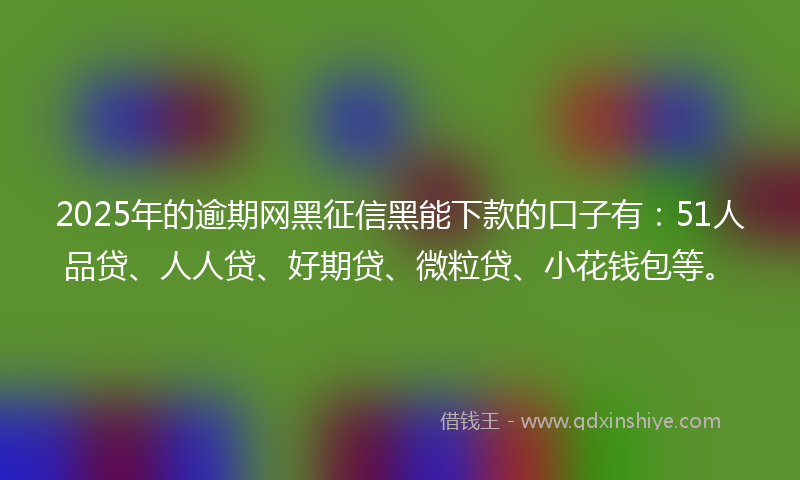 2025年的逾期网黑征信黑能下款的口子有：51人品贷、人人贷、好期贷、微粒贷、小花钱包等。