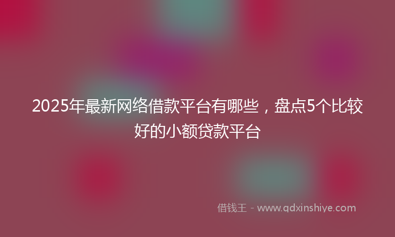 2025年最新网络借款平台有哪些，盘点5个比较好的小额贷款平台