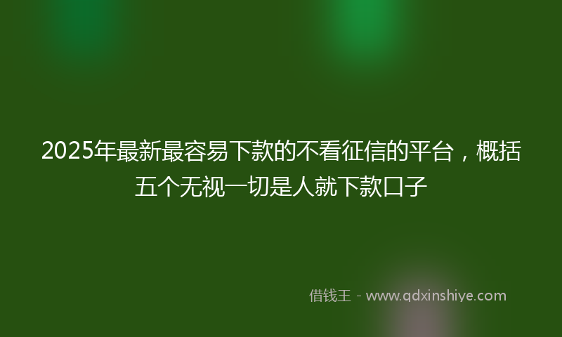 2025年最新最容易下款的不看征信的平台，概括五个无视一切是人就下款口子