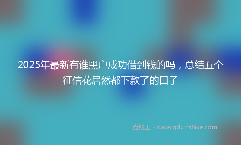 2025年最新有谁黑户成功借到钱的吗，总结五个征信花居然都下款了的口子
