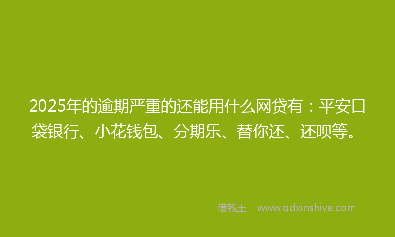 2025年的逾期严重的还能用什么网贷有：平安口袋银行、小花钱包、分期乐、替你还、还呗等。