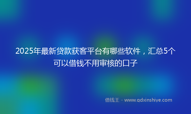 2025年最新贷款获客平台有哪些软件，汇总5个可以借钱不用审核的口子