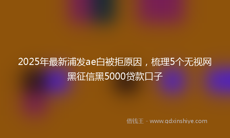 2025年最新浦发ae白被拒原因，梳理5个无视网黑征信黑5000贷款口子