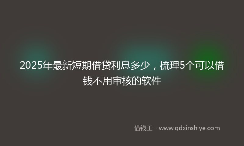 2025年最新短期借贷利息多少，梳理5个可以借钱不用审核的软件