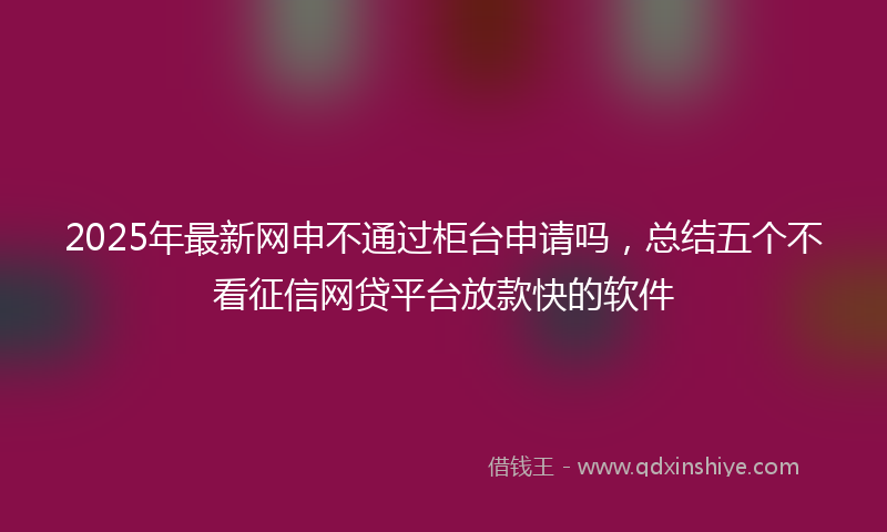 2025年最新网申不通过柜台申请吗，总结五个不看征信网贷平台放款快的软件