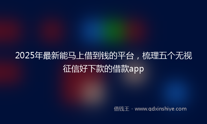 2025年最新能马上借到钱的平台，梳理五个无视征信好下款的借款app