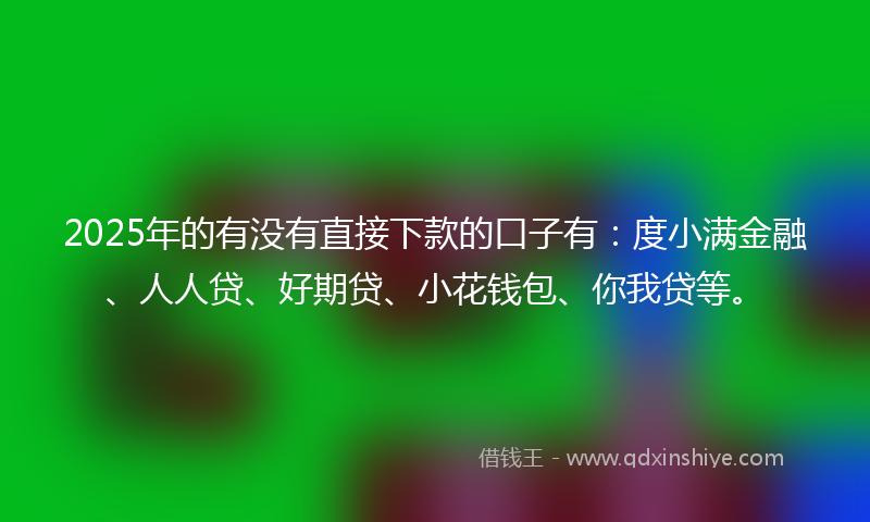 2025年的有没有直接下款的口子有：度小满金融、人人贷、好期贷、小花钱包、你我贷等。