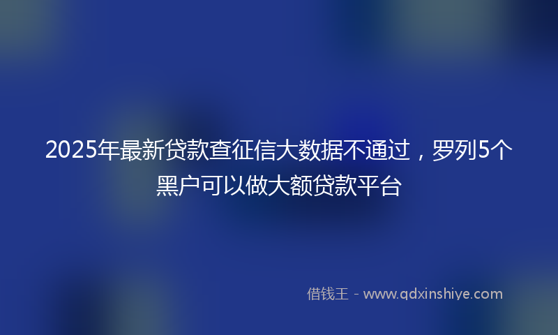 2025年最新贷款查征信大数据不通过，罗列5个黑户可以做大额贷款平台