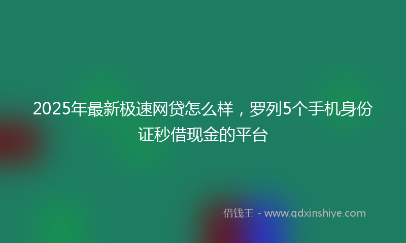 2025年最新极速网贷怎么样，罗列5个手机身份证秒借现金的平台