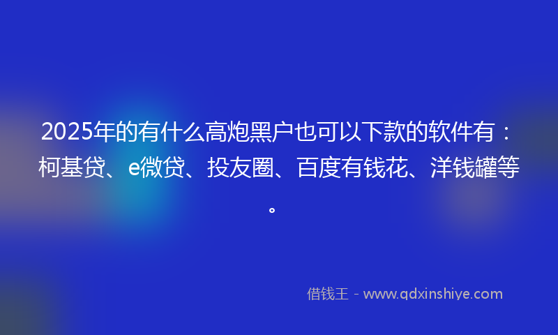 2025年的有什么高炮黑户也可以下款的软件有：柯基贷、e微贷、投友圈、百度有钱花、洋钱罐等。