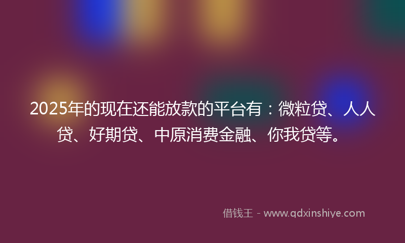 2025年的现在还能放款的平台有：微粒贷、人人贷、好期贷、中原消费金融、你我贷等。