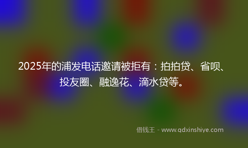 2025年的浦发电话邀请被拒有：拍拍贷、省呗、投友圈、融逸花、滴水贷等。