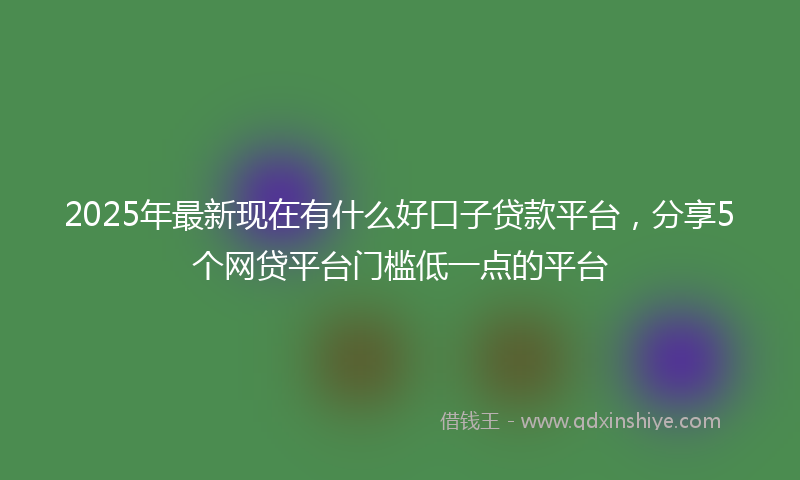 2025年最新现在有什么好口子贷款平台，分享5个网贷平台门槛低一点的平台