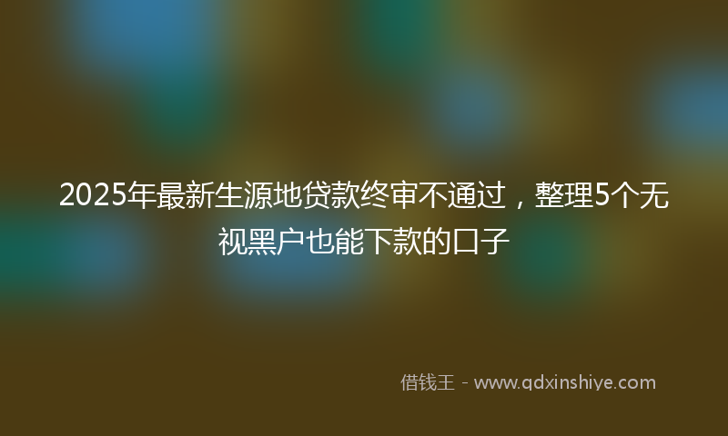 2025年最新生源地贷款终审不通过，整理5个无视黑户也能下款的口子