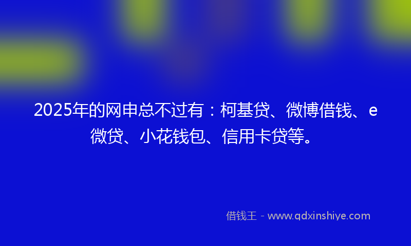 2025年的网申总不过有：柯基贷、微博借钱、e微贷、小花钱包、信用卡贷等。