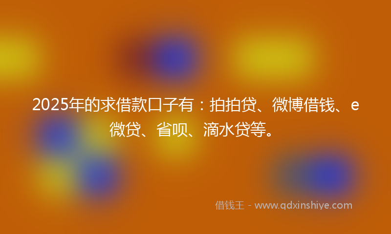 2025年的求借款口子有：拍拍贷、微博借钱、e微贷、省呗、滴水贷等。