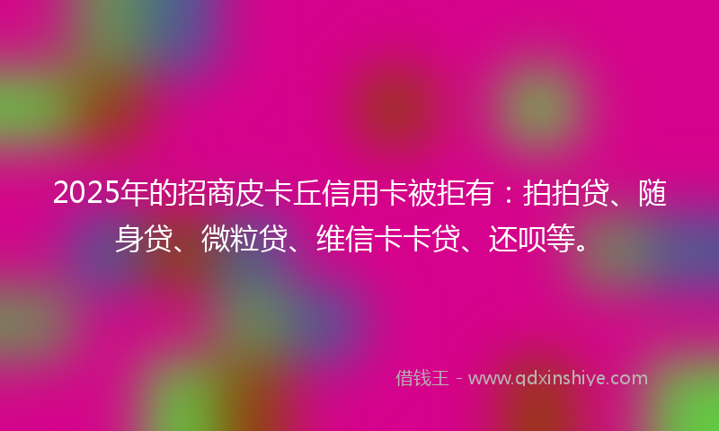 2025年的招商皮卡丘信用卡被拒有：拍拍贷、随身贷、微粒贷、维信卡卡贷、还呗等。
