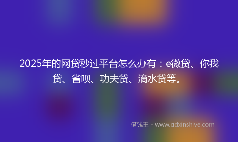 2025年的网贷秒过平台怎么办有：e微贷、你我贷、省呗、功夫贷、滴水贷等。