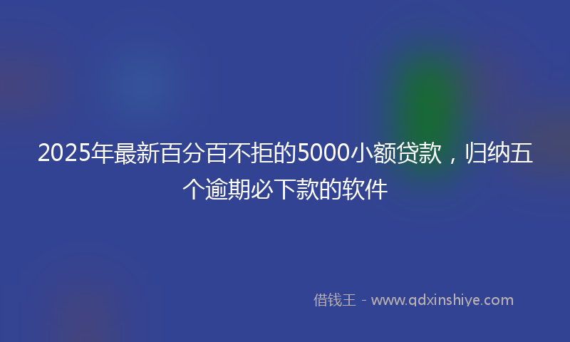 2025年最新百分百不拒的5000小额贷款，归纳五个逾期必下款的软件