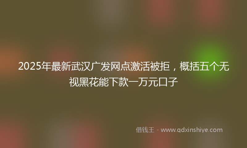 2025年最新武汉广发网点激活被拒，概括五个无视黑花能下款一万元口子