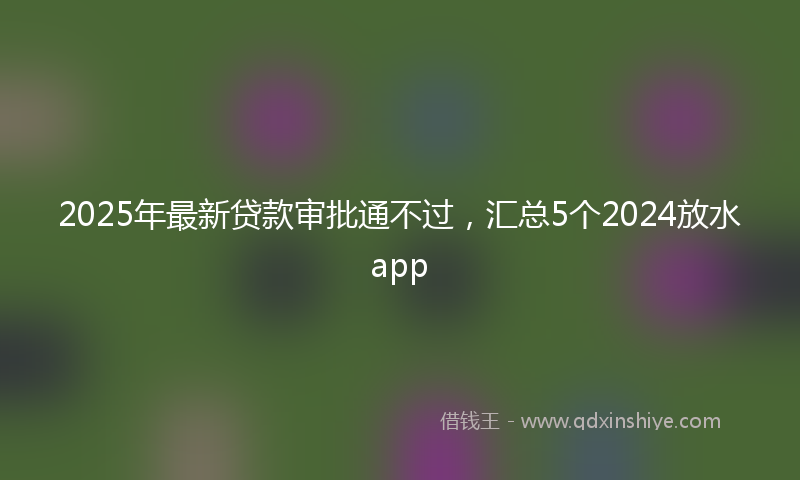 2025年最新贷款审批通不过，汇总5个2024放水app