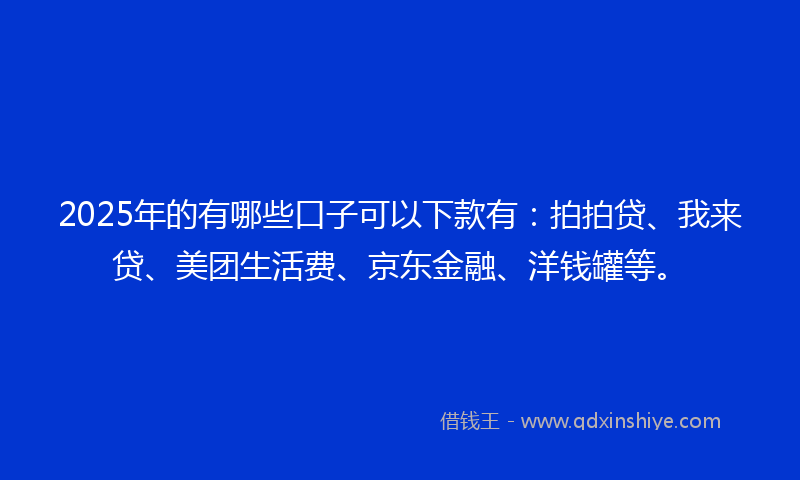 2025年的有哪些口子可以下款有：拍拍贷、我来贷、美团生活费、京东金融、洋钱罐等。