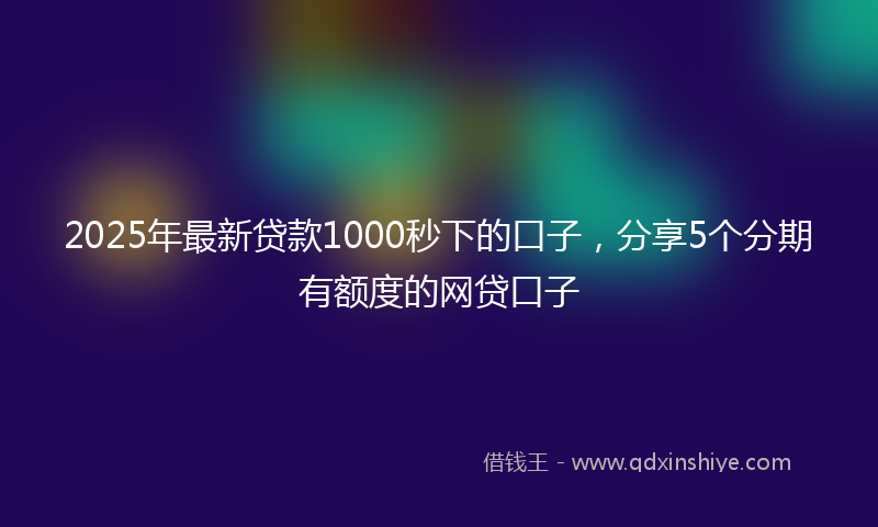 2025年最新贷款1000秒下的口子，分享5个分期有额度的网贷口子