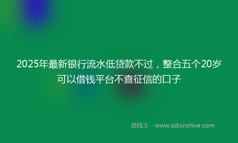 2025年最新银行流水低贷款不过，整合五个20岁可以借钱平台不查征信的口子