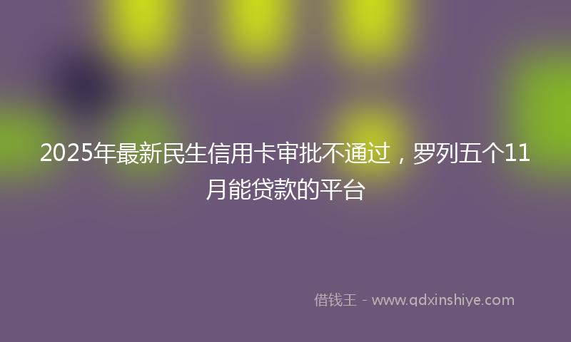 2025年最新民生信用卡审批不通过，罗列五个11月能贷款的平台