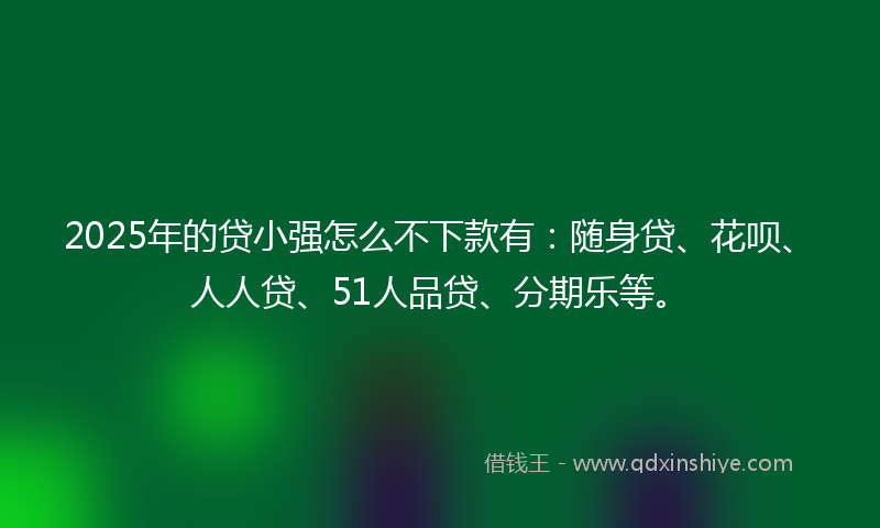 2025年的贷小强怎么不下款有：随身贷、花呗、人人贷、51人品贷、分期乐等。