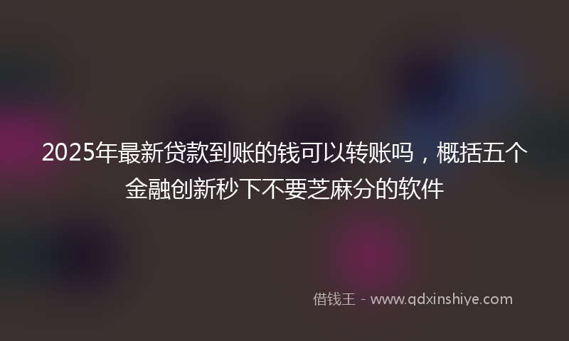 2025年最新贷款到账的钱可以转账吗，概括五个金融创新秒下不要芝麻分的软件